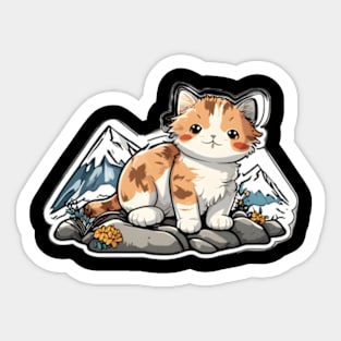 Orange Cat Mountain View Sticker